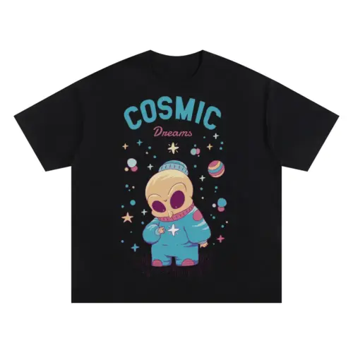 Spaceanimals D Oversized Black Graphic Tee
