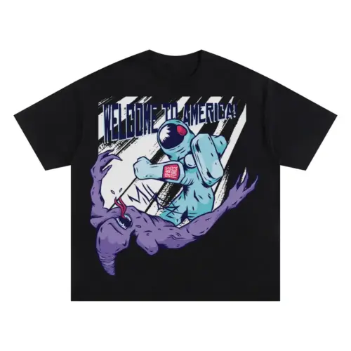 Welcome To America Oversized Black Graphic Tee