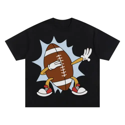 American Football Dabbing Oversized Black Graphic Tee