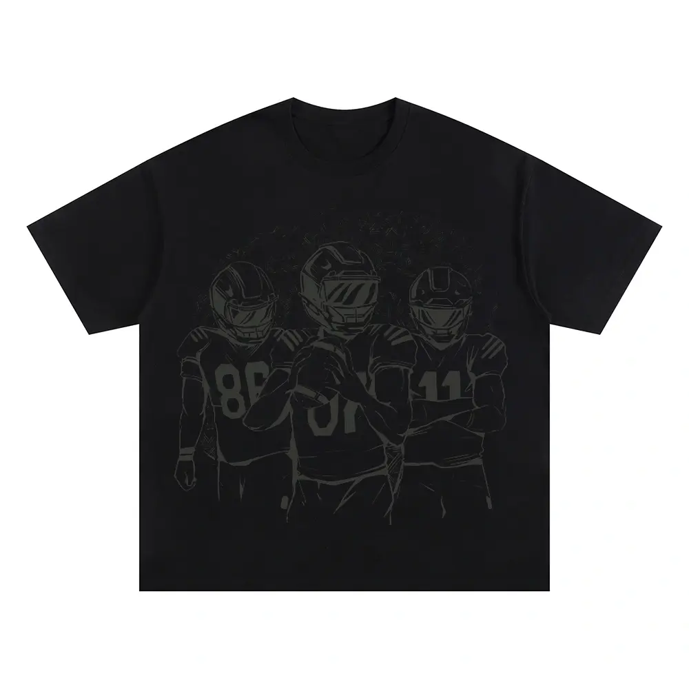American Football Ink Oversized Black Graphic Tee