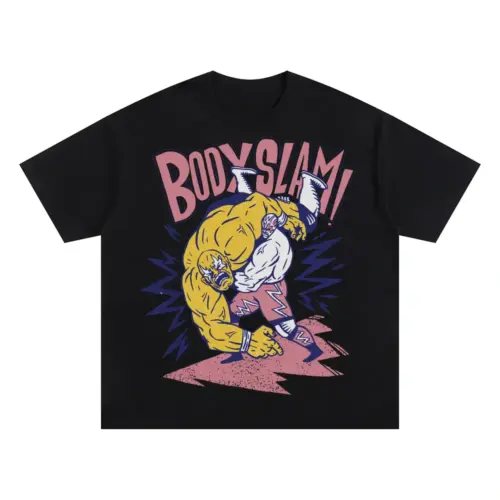 American Wrestling B Oversized Black Graphic Tee