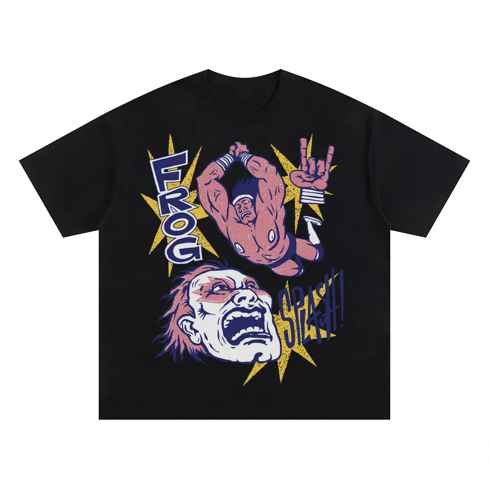 American Wrestling C Oversized Black Graphic Tee