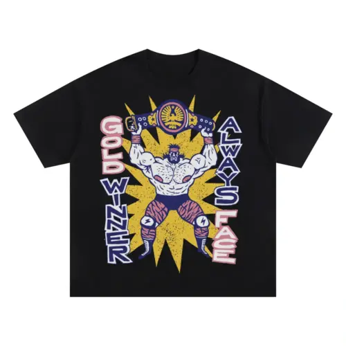 American Wrestling Oversized Black Graphic Tee