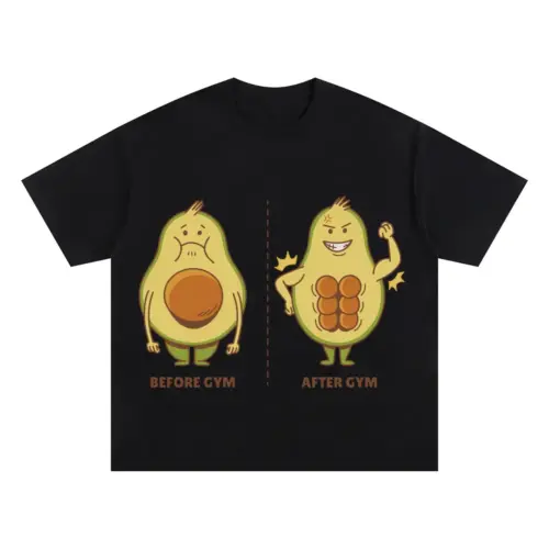 Avocado Gym Oversized Black Graphic Tee