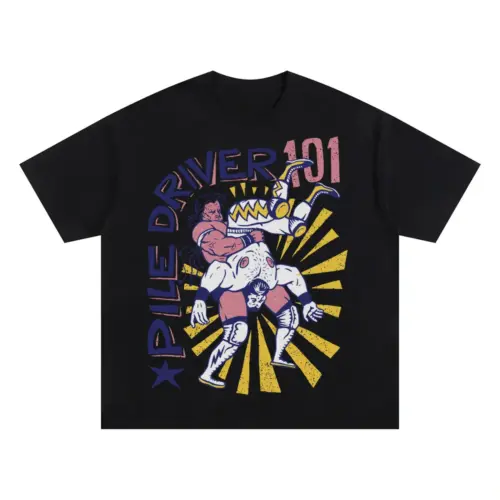 American Wrestling A Oversized Black Graphic Tee