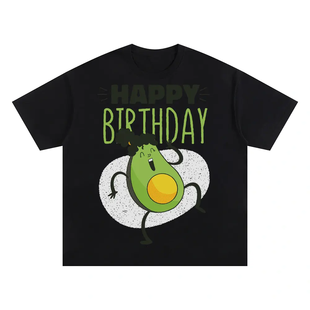 Avocado Birthday Oversized Black Graphic Tee