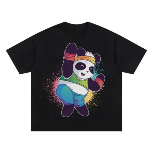 Zumba Panda 0 Hq Oversized Black Graphic Tee