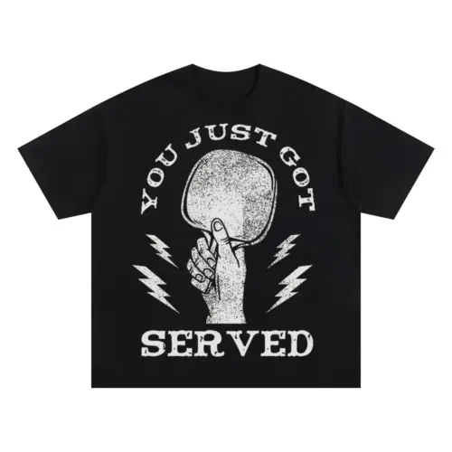 Youjustgotservedpingpong Oversized Black Graphic Tee