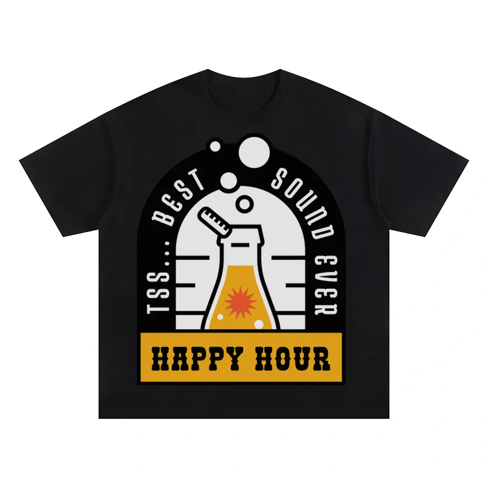 Tote Happyhour Oversized Black Graphic Tee