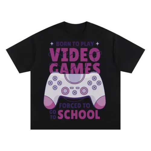 Video Games Oversized Black Graphic Tee