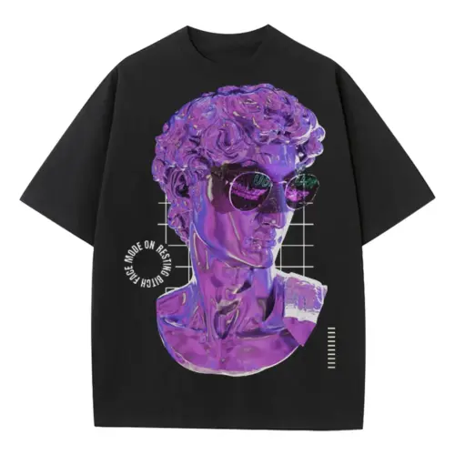 3D  Liquid Bitch Face Heavyweight Oversized Black Graphic Tee