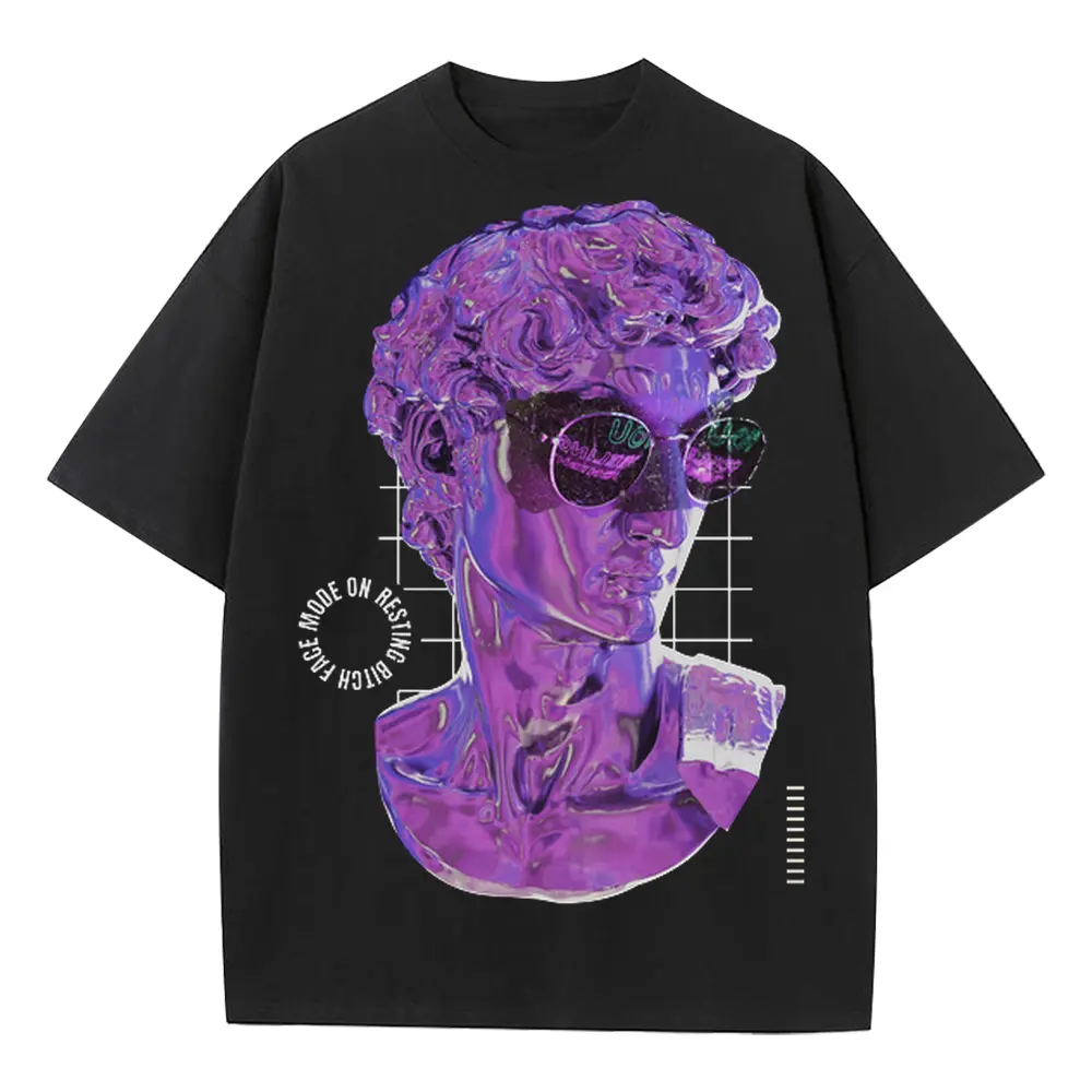 3D Liquid Bitch Face Heavyweight Oversized Black Graphic Tee