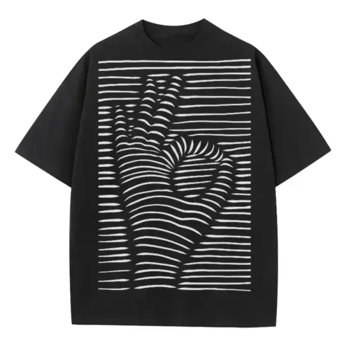 3D  Ok Symbol Heavyweight Oversized Black Graphic Tee