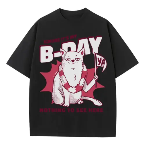 Anti Birthday Heavyweight Oversized Black Graphic Tee
