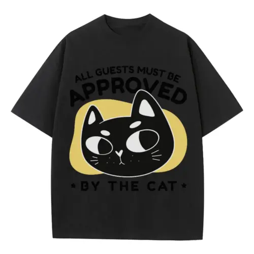 Approvedbythecat Heavyweight Oversized Black Graphic Tee