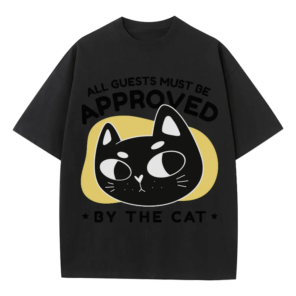 Approvedbythecat Heavyweight Oversized Black Graphic Tee