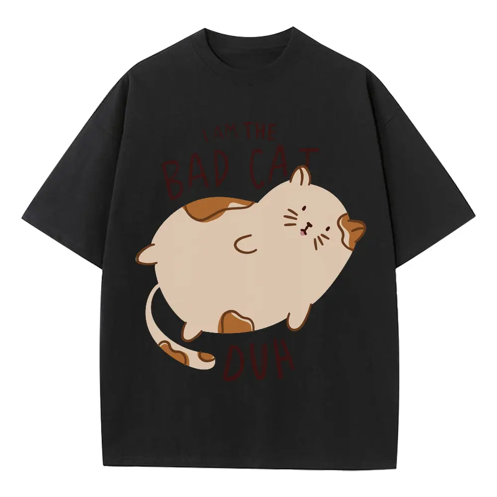 Bad Cat Heavyweight Oversized Black Graphic Tee