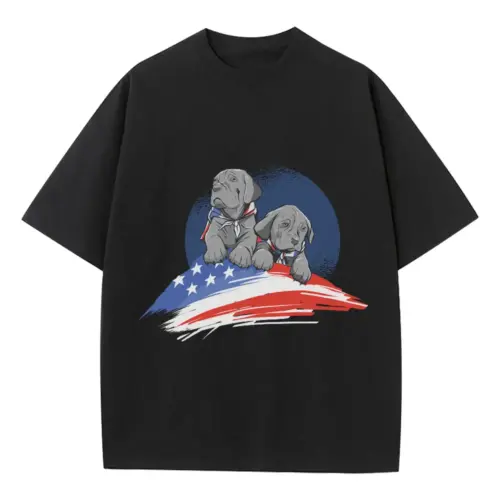 American Dogs Heavyweight Oversized Black Graphic Tee