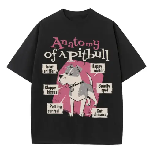 Anatomy Of Apitbull T Heavyweight Oversized Black Graphic Tee