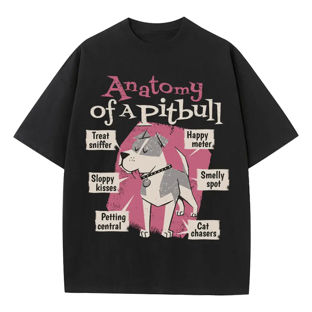 Anatomy Of Apitbull T Heavyweight Oversized Black Graphic Tee