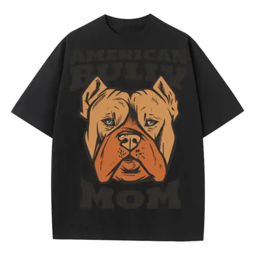 Americanbullymom Heavyweight Oversized Black Graphic Tee