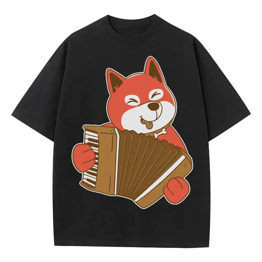 Accordion Dog Heavyweight Oversized Black Graphic Tee