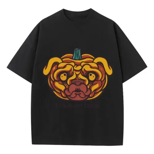 Trick Or Treat Heavyweight Oversized Black Graphic Tee