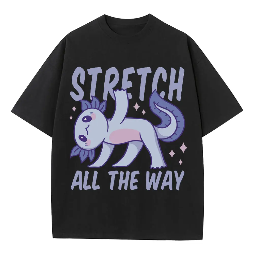 Yoga Axolotl Heavyweight Oversized Black Graphic Tee