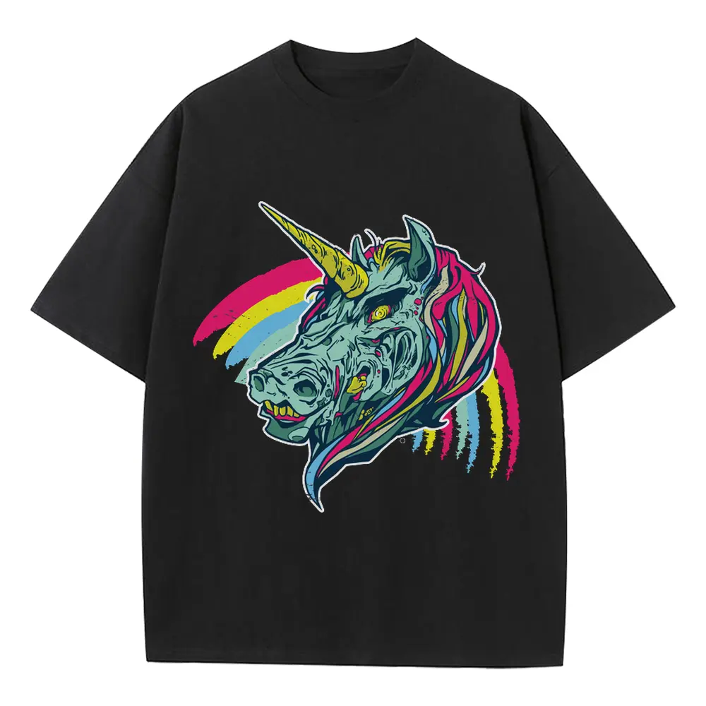 Zombie Unicorn Heavyweight Oversized Black Graphic Tee