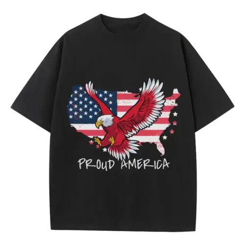 America Heavyweight Oversized Black Graphic Tee