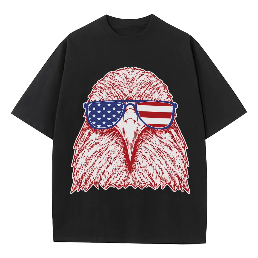 Americaeaglehanddrawn Heavyweight Oversized Black Graphic Tee