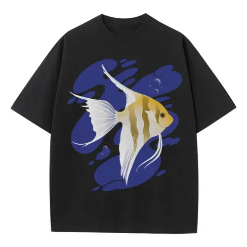 Angelfish Heavyweight Oversized Black Graphic Tee