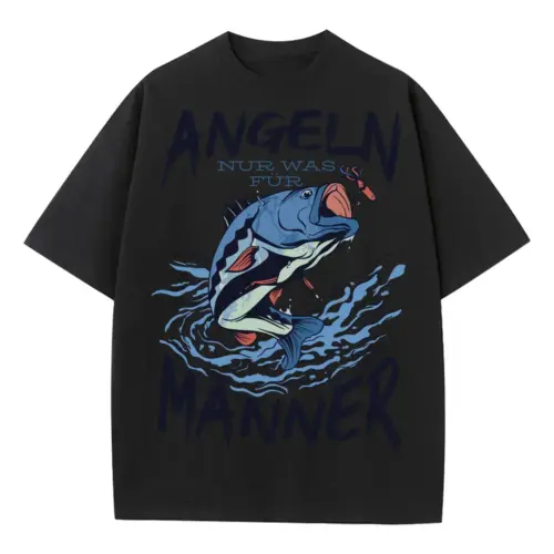 Angeln Fish Heavyweight Oversized Black Graphic Tee