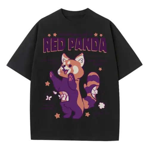 Anatomyofredpanda Heavyweight Oversized Black Graphic Tee