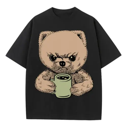 Angry Pomeranian Heavyweight Oversized Black Graphic Tee