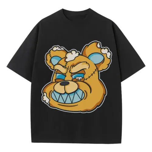 Angryteddybear Heavyweight Oversized Black Graphic Tee