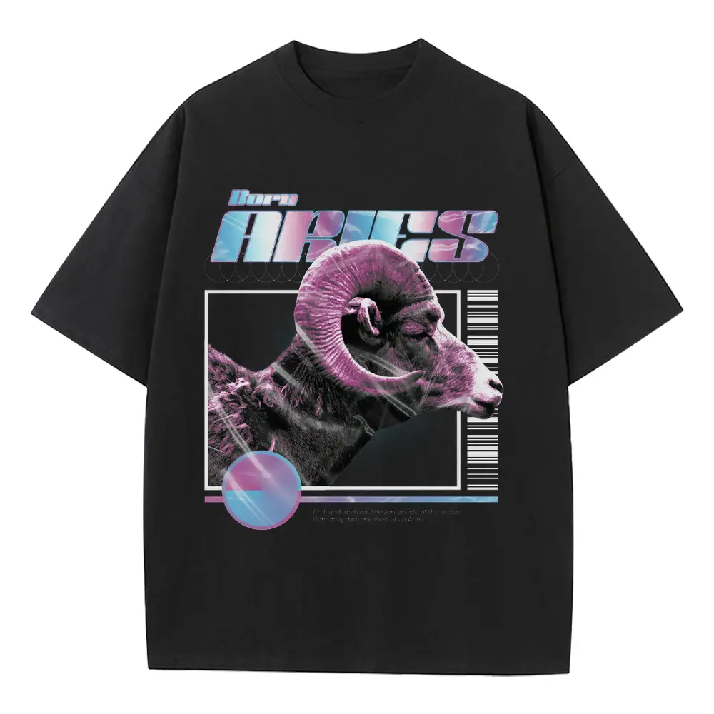 Trap Horoscope Aries Heavyweight Oversized Black Graphic Tee