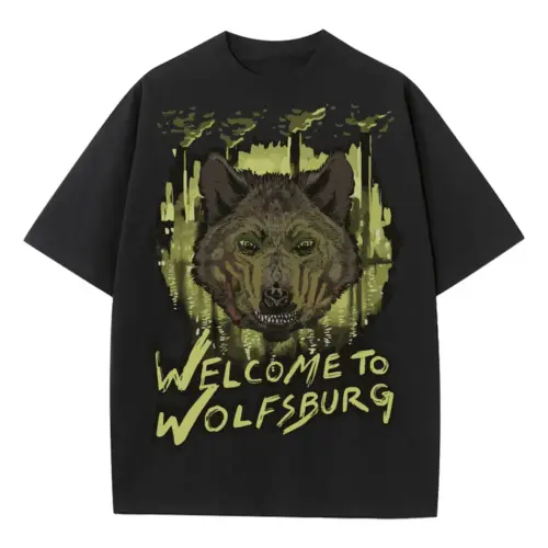 Wolfsburg Wolf Heavyweight Oversized Black Graphic Tee
