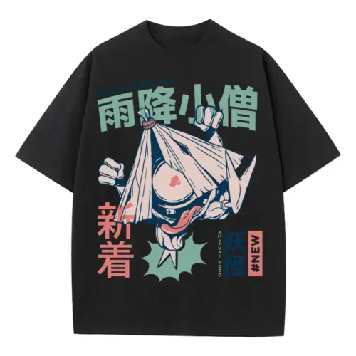 Amefuri Kozo Yokai Heavyweight Oversized Black Graphic Tee