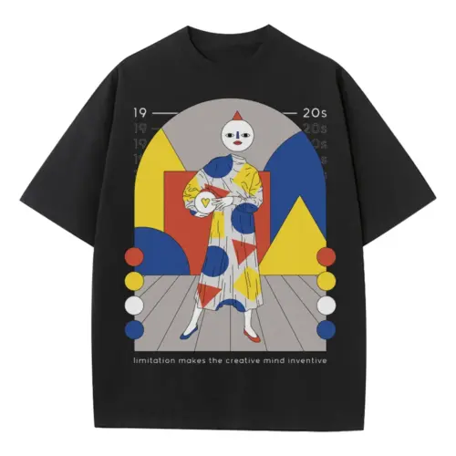 20 S Bauhaus Heavyweight Oversized Black Graphic Tee