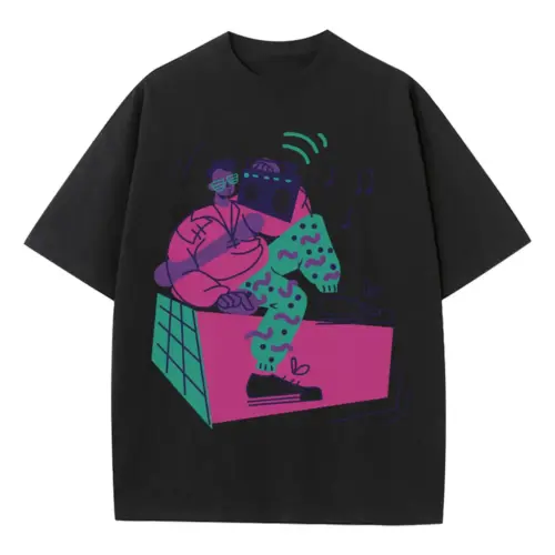 80 Scharacter Heavyweight Oversized Black Graphic Tee