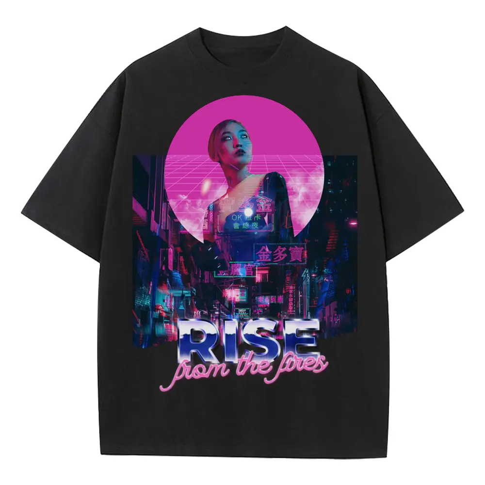 80 S Runner Heavyweight Oversized Black Graphic Tee