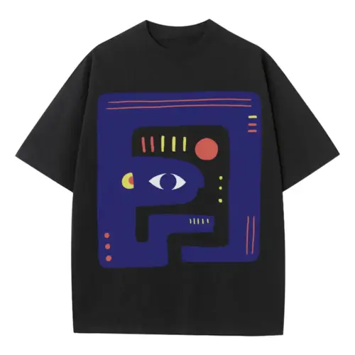 Abstract Organic Heavyweight Oversized Black Graphic Tee