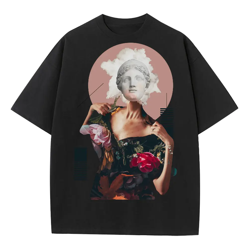 Abstract Smoke Heavyweight Oversized Black Graphic Tee