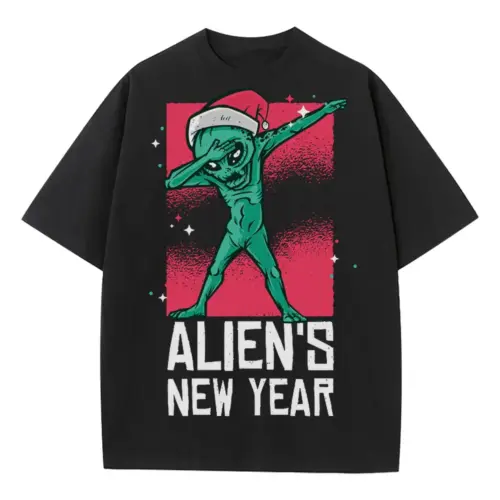 Alien Dab Heavyweight Oversized Black Graphic Tee