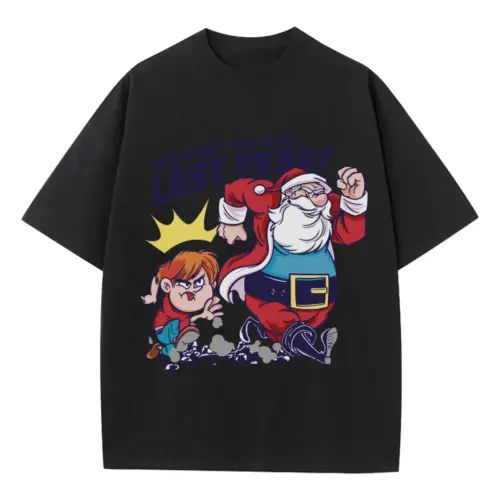 Boy Santa Heavyweight Oversized Black Graphic Tee