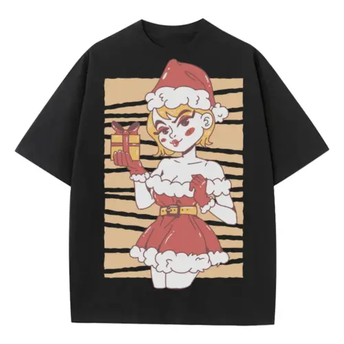 Blondesexysanta Heavyweight Oversized Black Graphic Tee