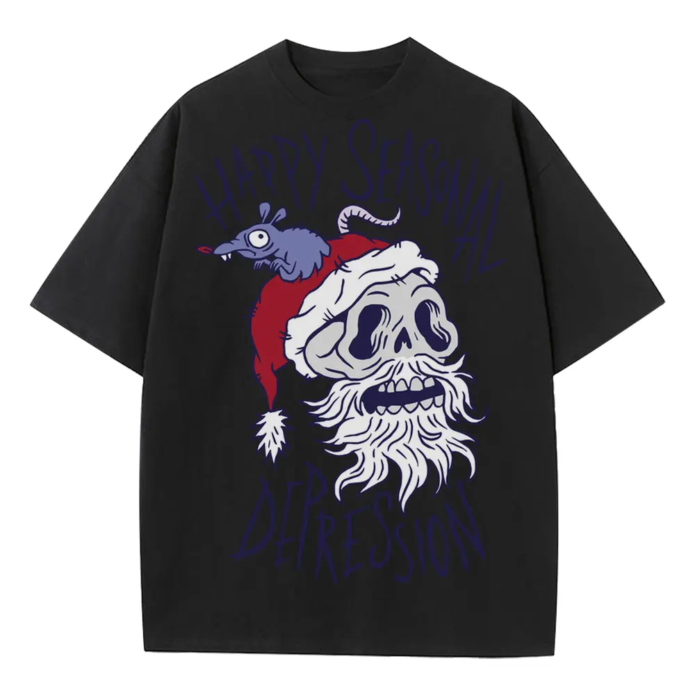 Anti New Year Heavyweight Oversized Black Graphic Tee