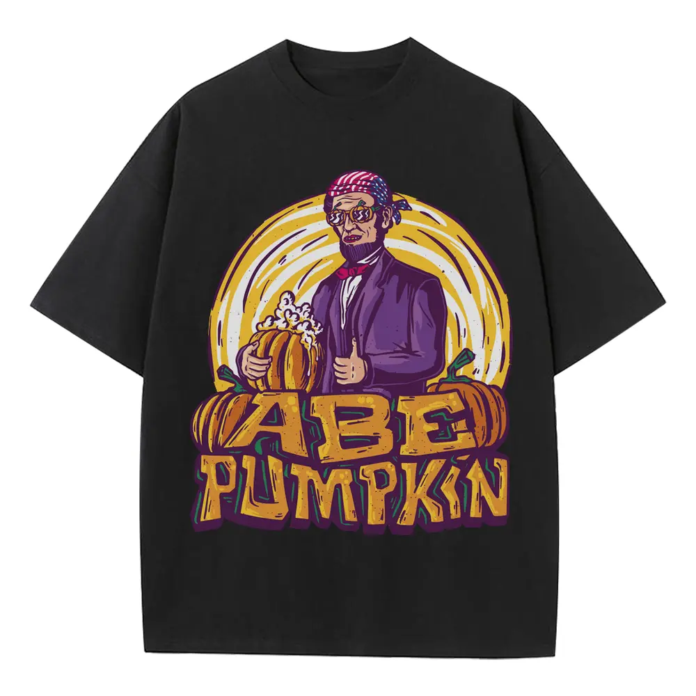 Abe Pumpkin A Heavyweight Oversized Black Graphic Tee