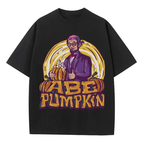 Abe Pumpkin Heavyweight Oversized Black Graphic Tee